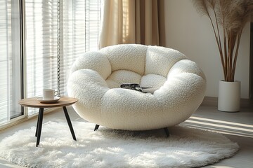 Cozy round chair in a sunlit room perfect for relaxation