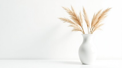Naklejka premium White Vase with Dried Reeds - High-Quality AI Image