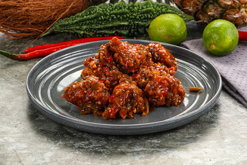 Chicken with Manchurian sauce and chili