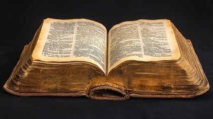 Obraz premium Vintage Open Book with Yellowed Pages and Rustic Binding Detail