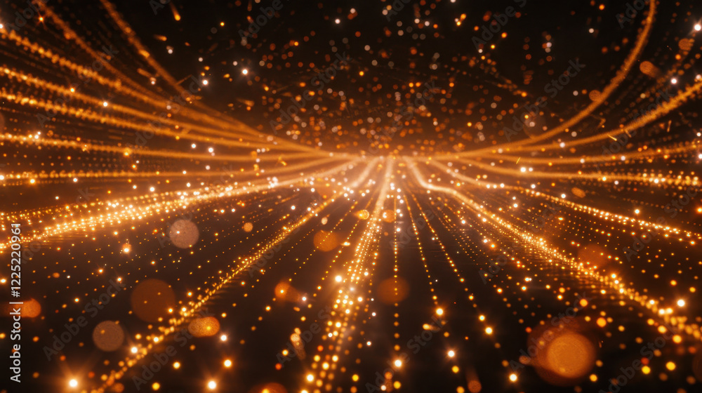 Poster abstract golden light trails create mesmerizing visual effect, evoking sense of depth and movement i