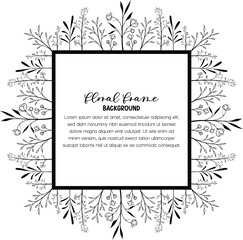 Obraz premium Decorative floral frame template for greeting card framing, wedding invitation decoration