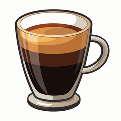 Glass cup of espresso coffee isolated on white background.