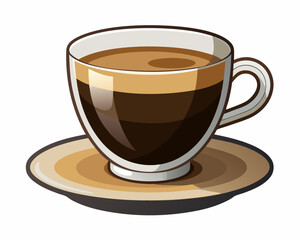 Glass cup of espresso coffee isolated on white background.