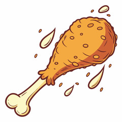 fried chicken leg isolated on white background. 