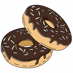 Two chocolate donuts isolated on white background.