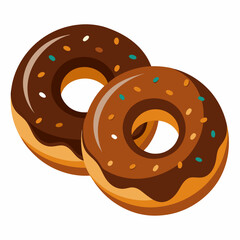Two chocolate donuts isolated on white background.