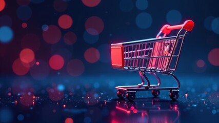 Futuristic Cyber Savings Shopping Cart Glow Banner