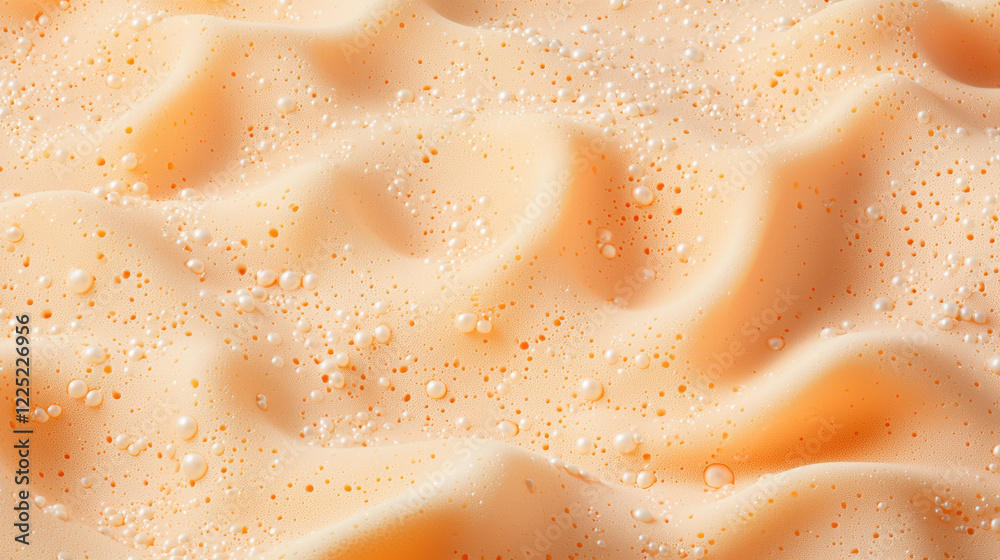 Poster soft, textured surface with bubbles and waves in peachy hue, evoking sense of calm and warmth