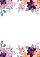 Decorate your designs with a watercolor flower frame isolated on a white background.