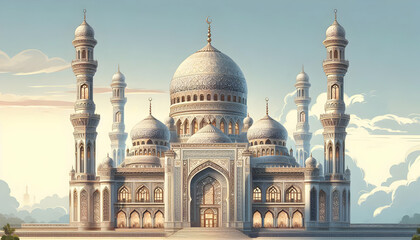 Ornate Mosque with Minarets
