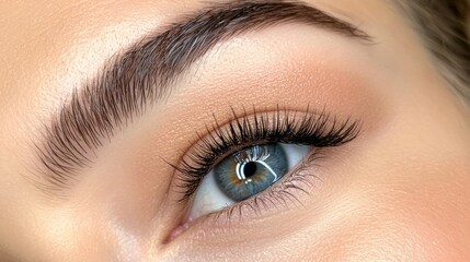 Obraz premium Stunning closeup portrait of beautiful woman with perfect makeup and lashes