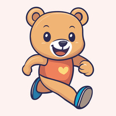 Obraz premium Cartoon bear is running vector illustration 