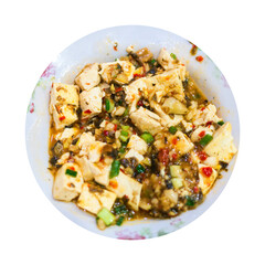 Mapo tofu is one of the four Chinese cuisines that represents Sichuan cuisine. The main ingredients include tofu, minced beef or pork, chili, and Sichuan peppercorns. 
