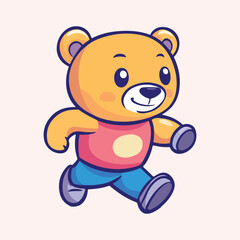Cartoon bear is running vector illustration 