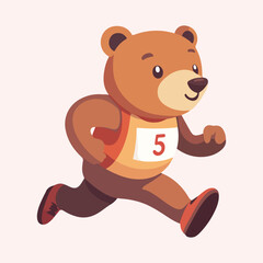 Cartoon bear is running vector illustration 