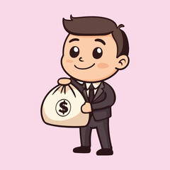 Businessman Holding Money Bag vector illustration 