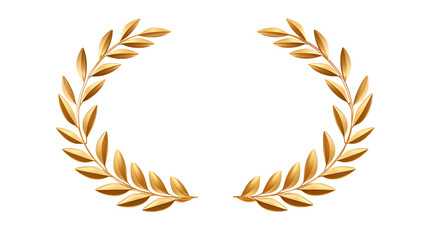 Golden Laurel Wreath Award Achievement Victory isolated on transparent background