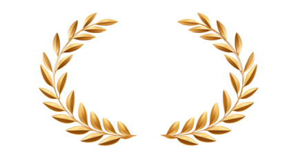 Golden Laurel Wreath Award Achievement Victory isolated on transparent background