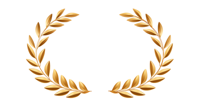Golden Laurel Wreath Award Achievement Victory isolated on transparent background
