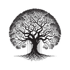 Stylish Banyan Tree silhouette for artistic and modern visuals - Banyan tree silhouette - Banyan tree vector - Banyan tree illustration - Banyan silhouette - Banyan vector

