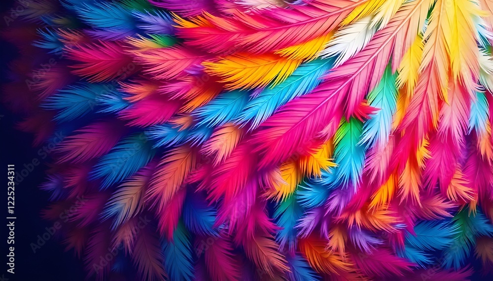 Leinwandbilder a vibrant, multicolored abstract background featuring a dynamic pattern resembling feathers or scale
