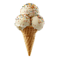 Delicious ice cream cone with sprinkles summer treat outdoor fun bright colors close-up