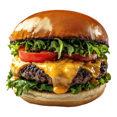 Sizzling burger creation a culinary delight in an urban fast food setting