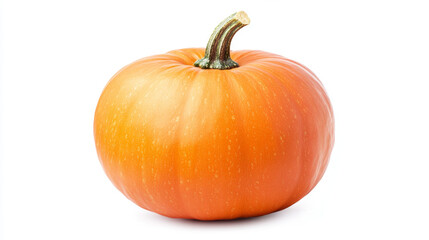 Obraz premium medium sized orange pumpkin with smooth surface and green stem, perfect for autumn decorations and cooking