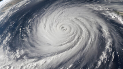 Hurricane seen from the space. Storm, hurricane, typhoon - concept cataclysm.  AI generated image, a