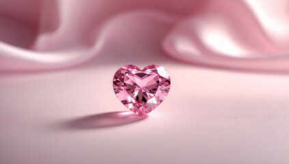 Beautiful Heart Shaped Pink Crystal Diamond Set on a Subtle Pink Background for Sophisticated Design wallpaper aesthetic for romantic post inspiration