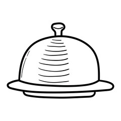 Hand drawn doodle food serving tray on white background.