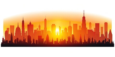 Fototapeta premium Cityscape Sunrise Silhouette
