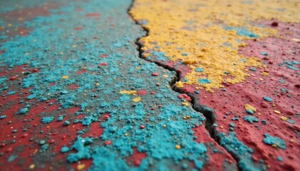 Close-up of distressed painted concrete, mottled tones, orange, texture background, backdrop