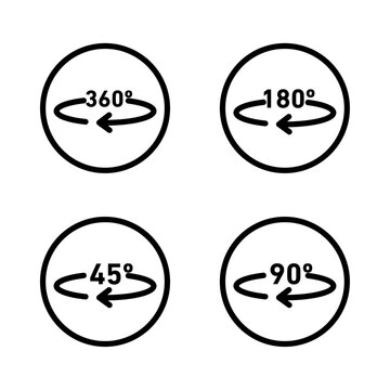 Angle 45 to 360 degrees icons Flat vector set outline