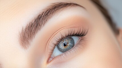 Obraz premium Breathtaking Close up of a Mesmerizing Blue Eyed Woman s Flawless Makeup and Delicate Facial Features