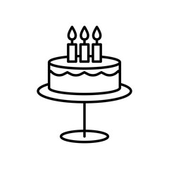 Cake on stand icon Flat vector set outline
