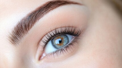 Obraz premium Mesmerizing Close up of a Woman s Flawless Glowing Skin and Captivating Eyes with Elegant Makeup