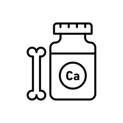 Calcium supplement icon Flat vector set outline