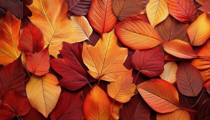 Fototapeta premium Vibrant Autumnal Textures A Rich Tapestry of Warm Colors Blending Across a Backdrop of Natures Palette, Perfect for Fall Decor or Moody Design Elements.