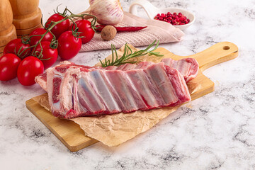 Raw lamb ribs rack for cooking
