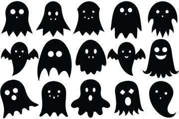 halloween ghost silhouette of a isolated on a white background