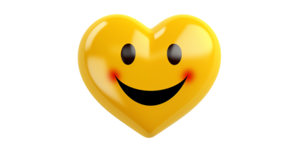 Happy Heart Emoji Cute Smiling Face Illustration isolated on transparent background
