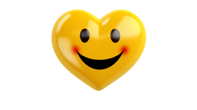 Happy Heart Emoji Cute Smiling Face Illustration isolated on transparent background - Powered by Adobe