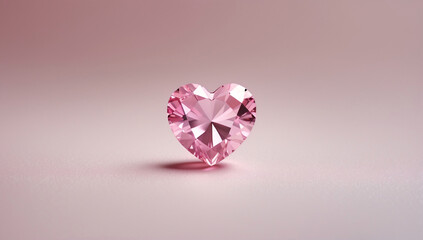 Radiant Heart Shaped Pink Crystal Diamond Glimmering Against Soft Pink Background for Luxury wallpaper aesthetic for romantic post inspiration