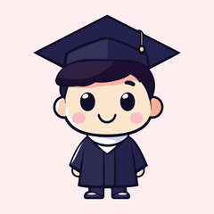 Cute cartoon Graduation Boy vector illustration