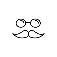 Glasses and mustache icon Flat vector set outline