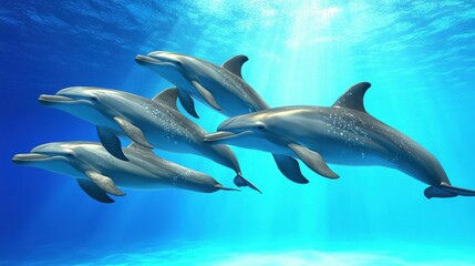 Obraz premium Dolphins swimming underwater