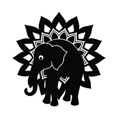 Elephant Mandala Silhouette Vector Illustration Art 