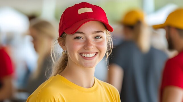 Friendly Volunteer Recruitment Booth Engaging Local Community Members at Outreach Event - Powered by Adobe